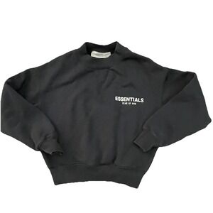 Fear of God Essentials Kids Youth 6/7 Sweatshirt Black Logo Crewneck Pullover